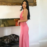 Litlookz Studio Satin Halter Neck Maxi Dress, view 4