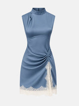 Litlookz Studio Satin Lace Mini Dress, view 5