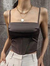 Litlookz Studio Satin Lace Up Corset Top, view 3