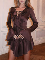 Litlookz Studio Satin Ruffled Mini Dress, view 3