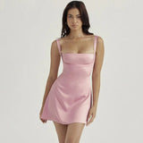 Litlookz Studio Satin Square Neck Mini Dress, view 6