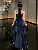 Litlookz Studio Satin Tiered Maxi Dress, view 4