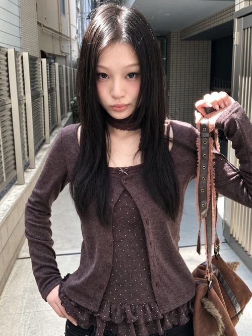 Litlookz Studio Scarf Detail Cardigan Top