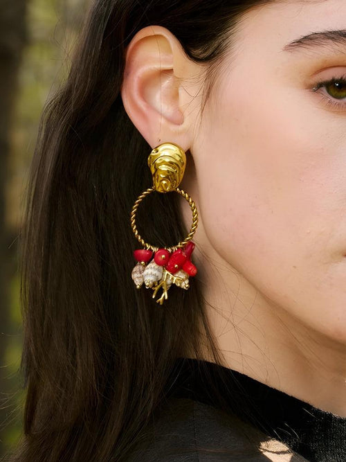 Litlookz Studio Seashell Beaded Hoop Earrings