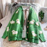 Litlookz Studio Sheep Embroidery Knitted Cardigan, view 3
