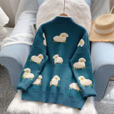 Litlookz Studio Sheep Embroidery Knitted Cardigan, view 4