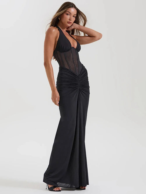 Litlookz Studio Sheer Halter Maxi Dress