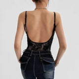 Litlookz Studio Sheer Lace Bodysuit, view 5