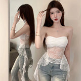 Litlookz Studio Sheer Lace Drape Bandeau Top, view 4
