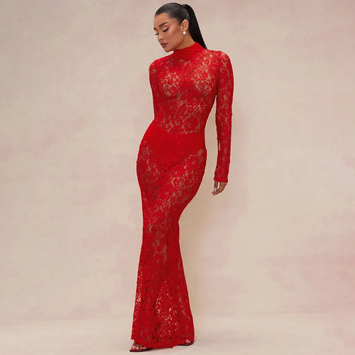 Litlookz Studio Sheer Lace Maxi Dress