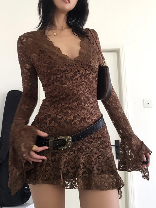 Litlookz Studio Sheer Lace Mini Dress
