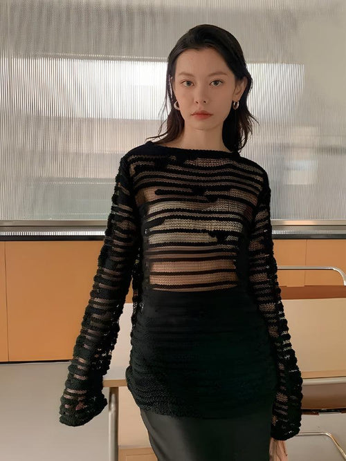 Litlookz Studio Sheer Loose Knitted Sweater