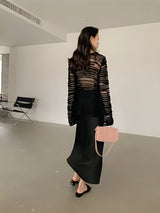 Litlookz Studio Sheer Loose Knitted Sweater, view 2