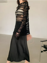 Litlookz Studio Sheer Loose Knitted Sweater, view 3