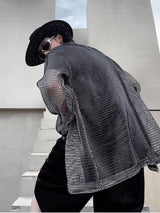 Litlookz Studio Sheer Mesh Button-Up Shirt, view 6