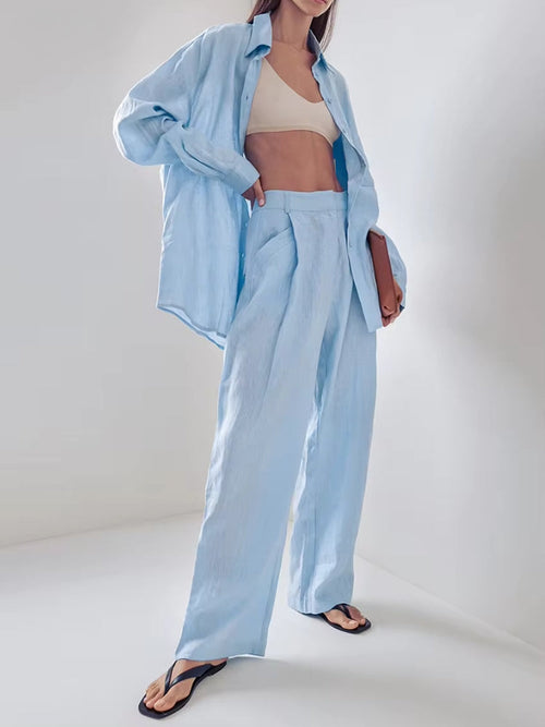 Litlookz Studio Shirt & Pants Blue Two Piece Set