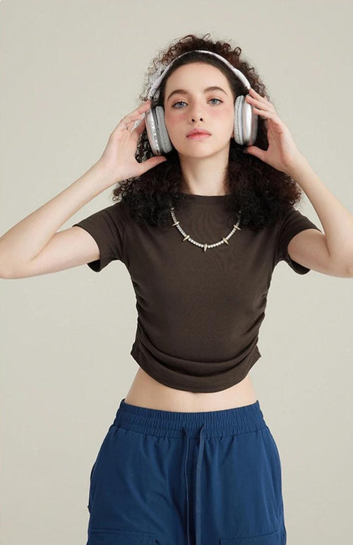 Litlookz Studio Side Ruched Crop Top