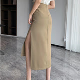 Litlookz Studio Side Slit Midi Skirt, view 6