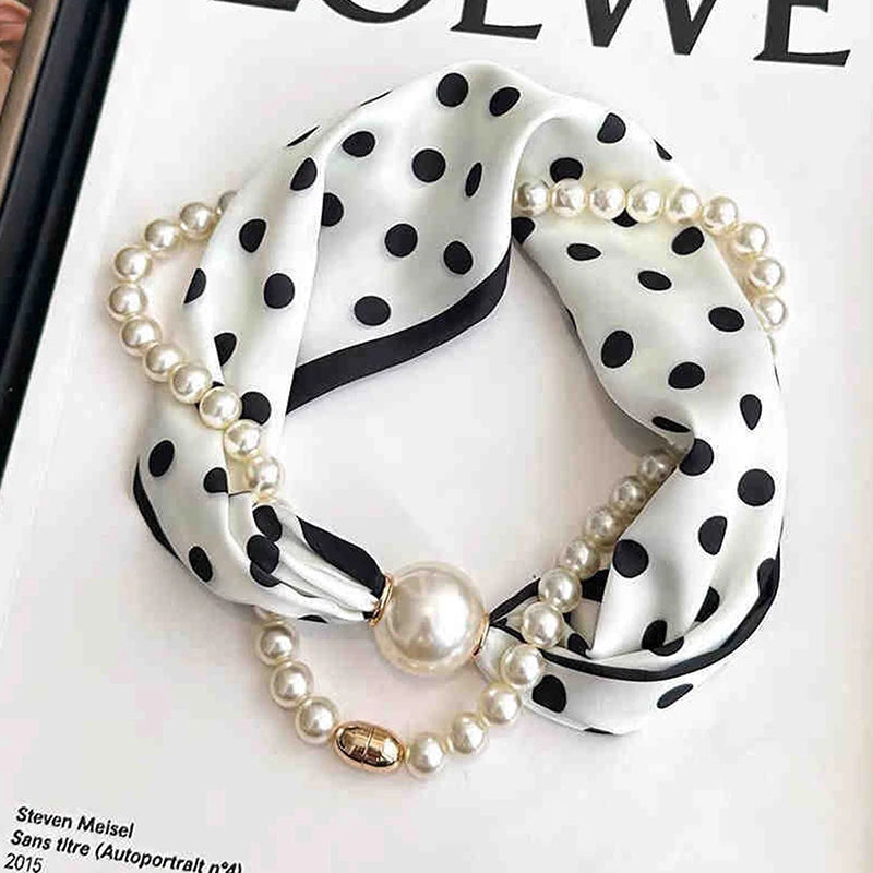 Litlookz Studio Silk Scarf Pearl Necklace