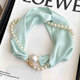 Litlookz Studio Silk Scarf Pearl Necklace, view 3