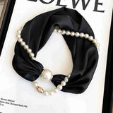Litlookz Studio Silk Scarf Pearl Necklace, view 5