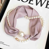 Litlookz Studio Silk Scarf Pearl Necklace, view 6