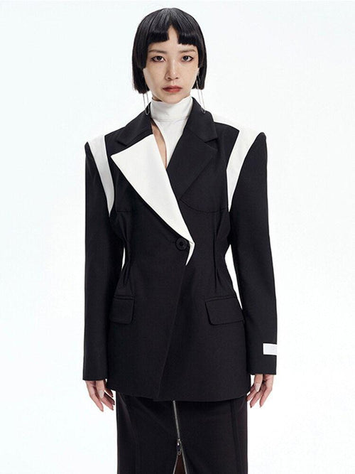 Litlookz Studio Single Button Color Block Blazer