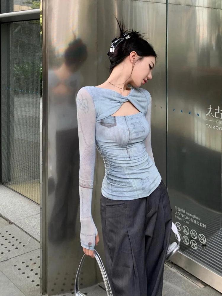 Litlookz Studio Sky Cut Out Ruched Top