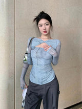 Litlookz Studio Sky Cut Out Ruched Top, view 3