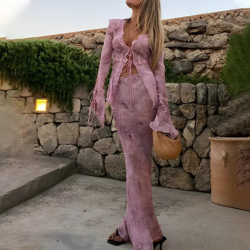 Litlookz Studio Snakeskin Blouse & Maxi Skirt Two Piece Set