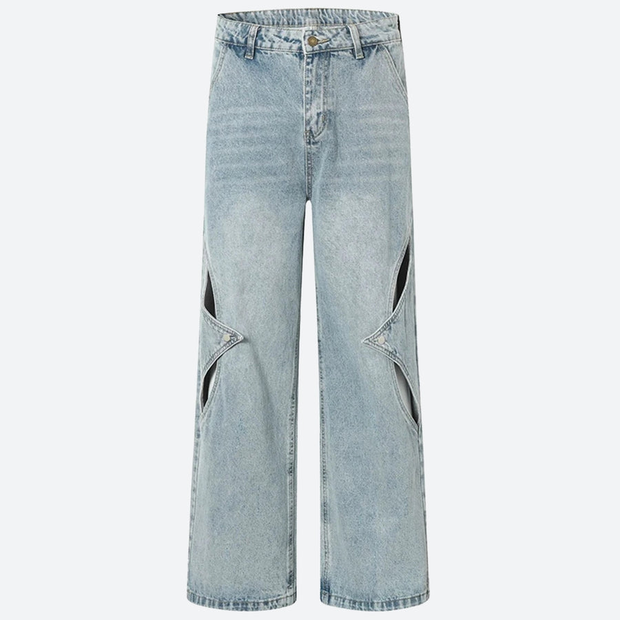 Litlookz Studio Snap Button Cut Out Jeans
