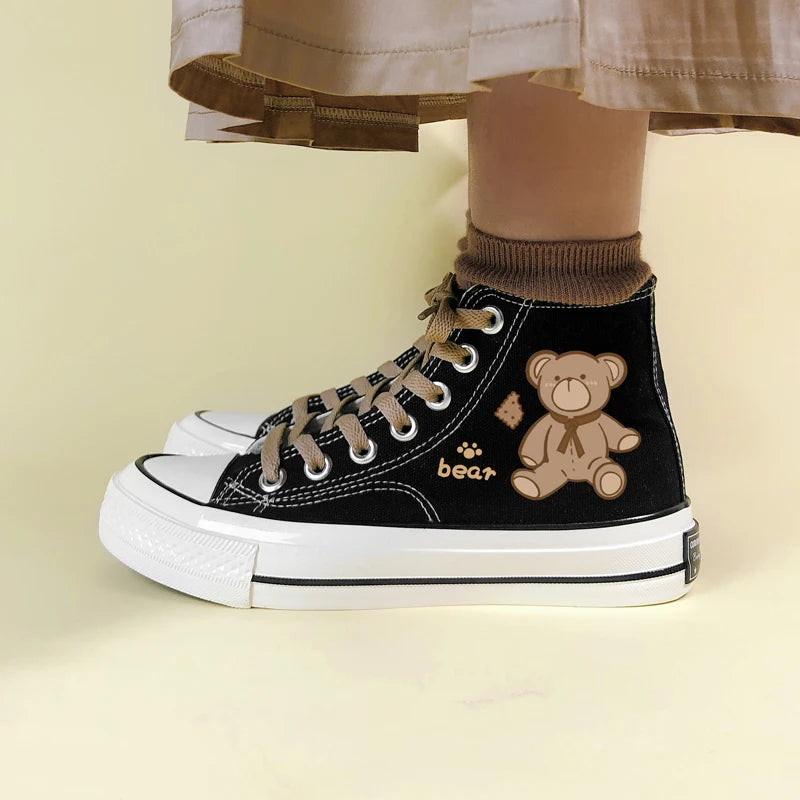 Litlookz Studio Bear Lace Up Canvas Shoes