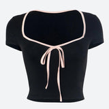 Litlookz Studio Soft Girl Bow Sweetheart Neckline Top, view 2