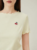 Litlookz Studio Soft Girl Cherry Lettuce Edge Tee, view 2