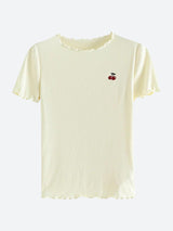 Litlookz Studio Soft Girl Cherry Lettuce Edge Tee, view 5