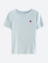 Litlookz Studio Soft Girl Cherry Lettuce Edge Tee, view 6