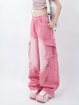 Litlookz Studio Soft Girl Distressed Cargo Jeans, view 2