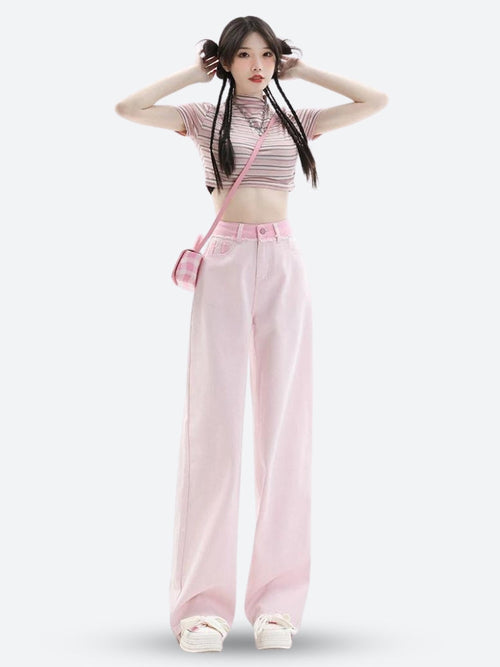 Litlookz Studio Soft Girl Distressed Straight Leg Pants