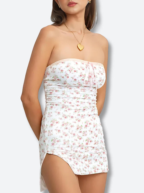 Litlookz Studio Soft Girl Floral Tube Mini Dress