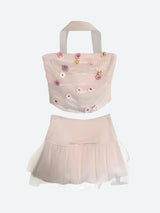 Litlookz Studio Soft Girl Flower Tube Top & Tulle Mini Skirt Two Piece Set, view 4