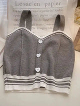 Litlookz Studio Soft Girl Heart Buttoned Knitted Crop Top, view 3