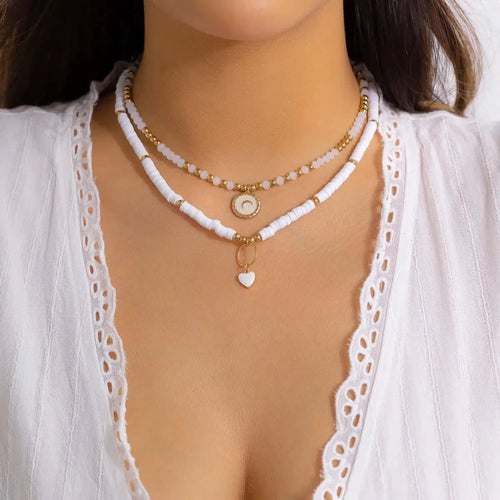 Litlookz Studio Soft Girl Heart & Moon Two-Pack Necklace Set