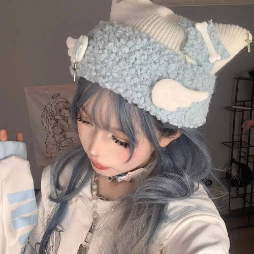 Litlookz Studio Soft Girl Kawaii Wings Knitted Beanie