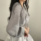 Litlookz Studio Soft Girl Lace Up Crop Cardigan, view 2