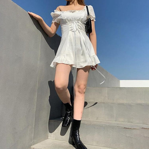 Litlookz Studio Soft Girl Lace Up Mini Dress