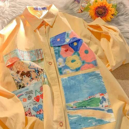Litlookz Studio Soft Girl Oil Painting Shirt