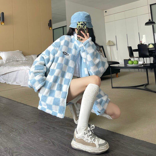 Litlookz Studio Soft Girl Reversible Checkered Jacket