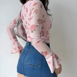 Litlookz Studio Soft Girl Rose Garden Mesh Top, view 2