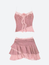 Litlookz Studio Soft Girl Rose Top & Mini Skirt Two Piece Set, view 6