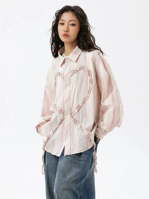 Litlookz Studio Soft Girl Ruffled Heart Shirt